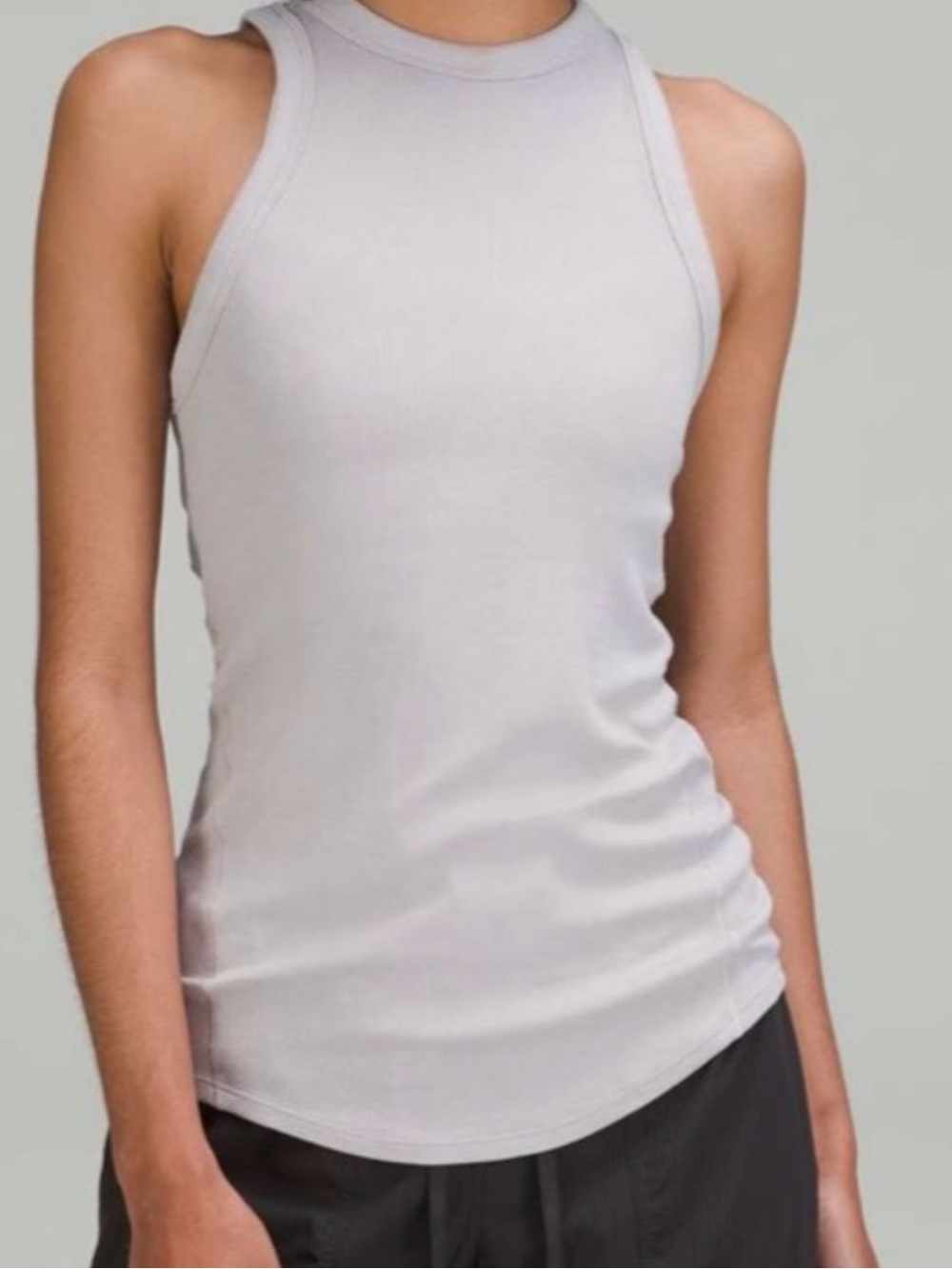 Lululemon Hold Tight Crew Neck Tank Top Chrome Light Grey SZ. 10 EUC